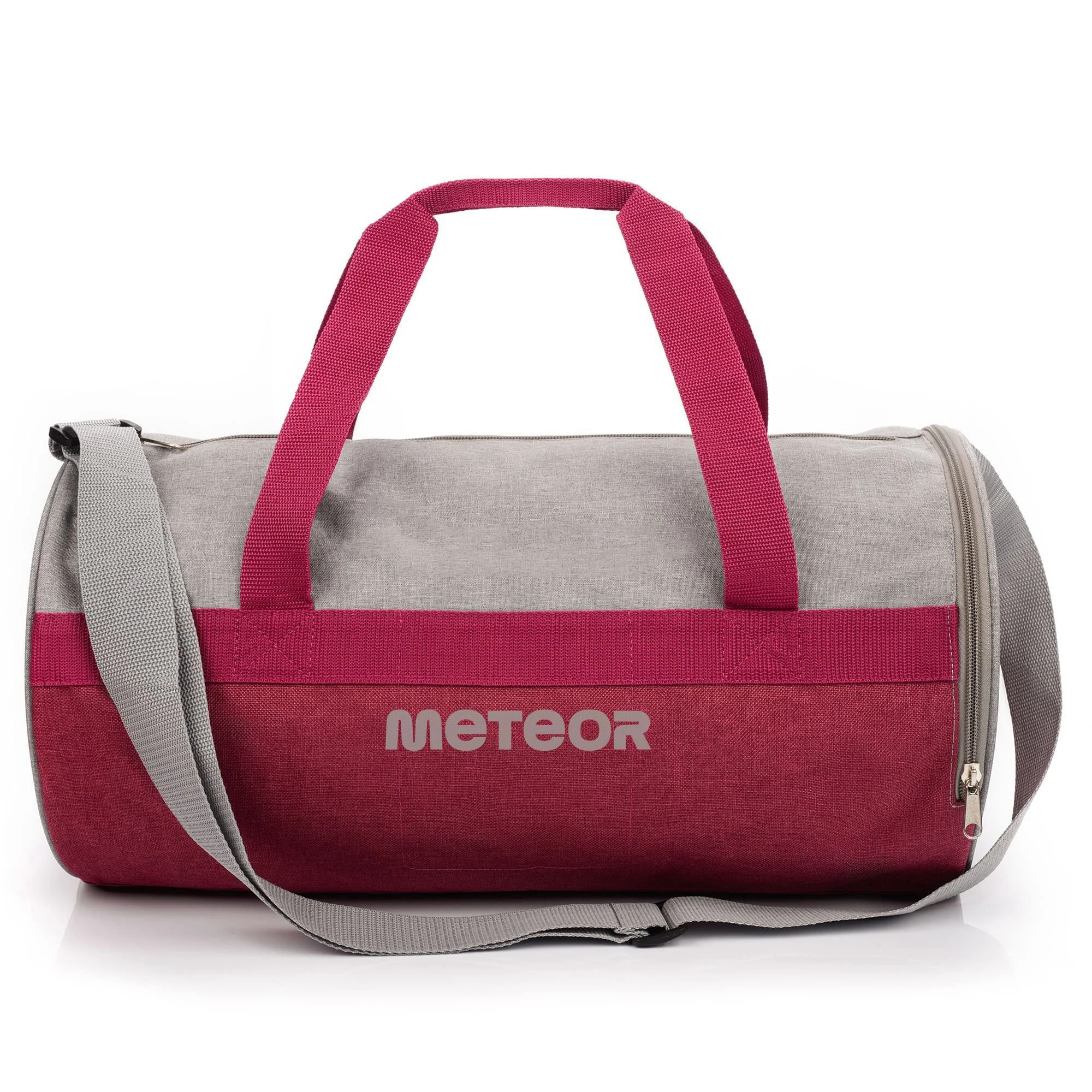 Meteor - Sports Duffel Bag 25L – Gym Holdall for Men & Women – Cabin Baggage, Travel & Weekend Bag with Shoulder Strap – Lightweight PE Bag for Swimming, Hiking, Airport - Purple/Grey