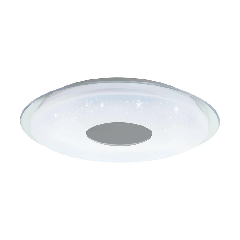 EGLO Connect Lanciano-C LED Ceiling Light, 1 Bulb Wall Light with Crystal Effect, Steel, Plastic, White, Transparent, Chrome, Remote Control, Colour Temperature Changing (Warm - Cold), RGB, Dimmable, Diameter 56 cm