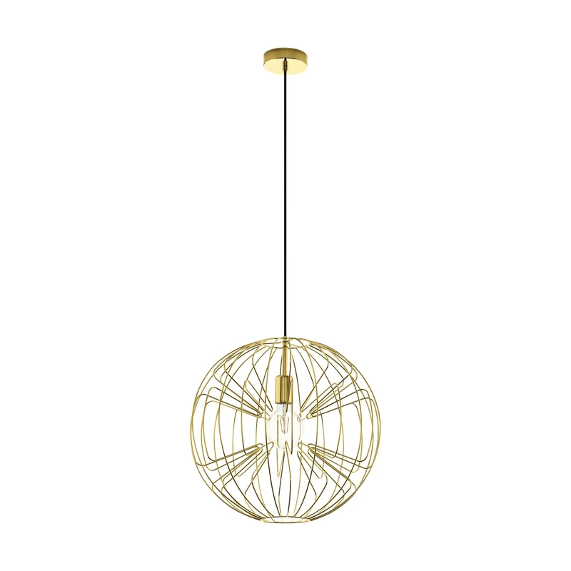 Eglo Pendant Light Okinzuri, 1-Light Hanging Lamp Vintage, Steel Hanging Lamp in Brass, Dining Table Light, Living Room Hanging Lamp with E27 Socket