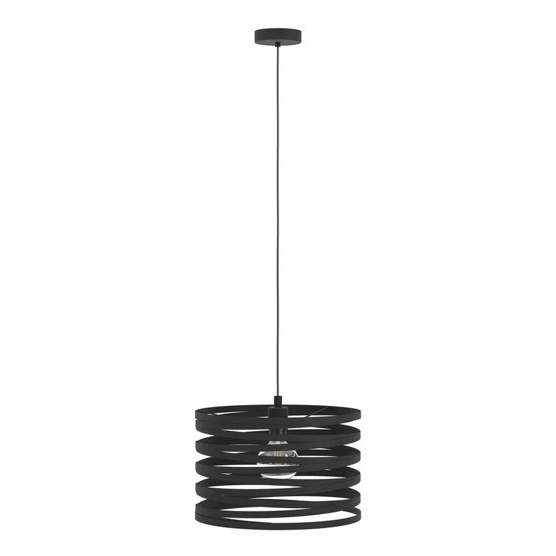 EGLO Cremella Pendant Light, 1 Bulb Vintage Industrial Pendant Light Made of Steel in Black, Dining Table Lamp, Living Room Lamp Hanging with E27 Socket, Diameter 37 cm