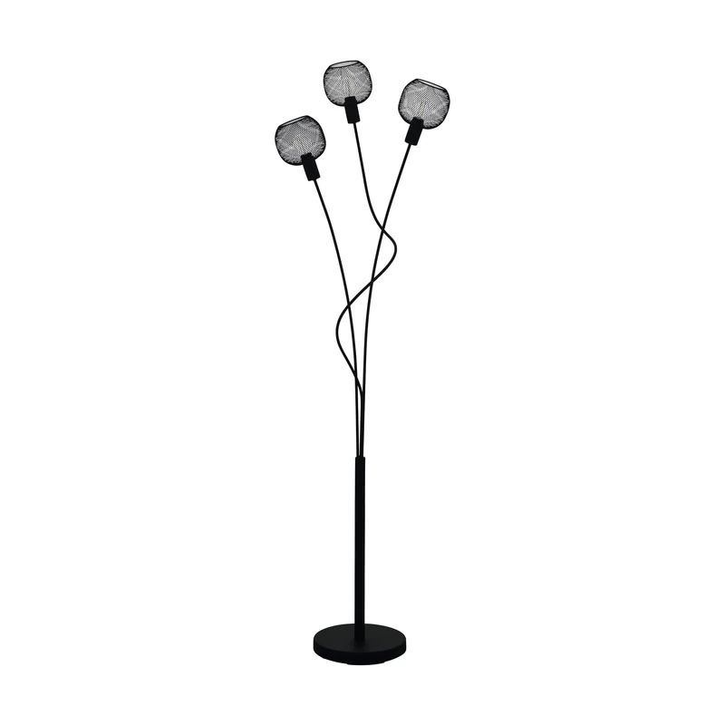 Eglo Floor lamp Wrington 1, 3 Flame Floor lamp Vintage, Industrial, Retro, Steel Floor lamp, Living Room lamp in Black, lamp with Step Switch, E14 Socket - Image 1