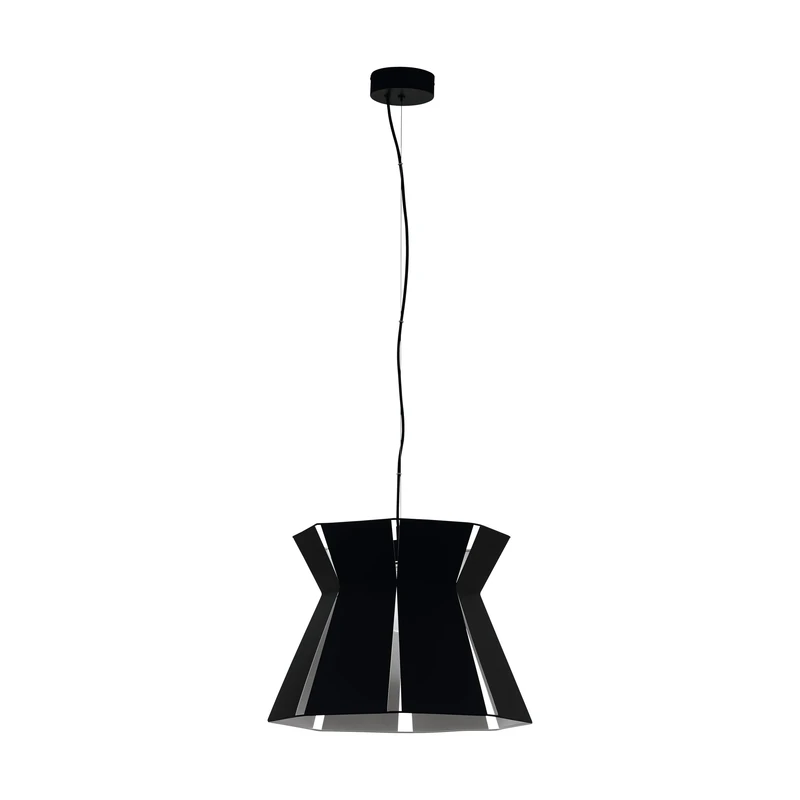 EGLO Valecrosia Pendant Light, 1 Bulb Industrial Modern Pendant Light Made of Steel in Black, White, Dining Table Lamp, Living Room Lamp Hanging with E27 Socket, Diameter 42 cm