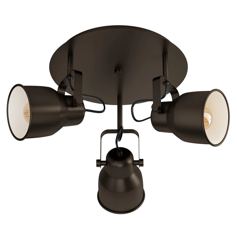 EGLO Mitchley Ceiling Light, 3-Bulb Ceiling Light, Vintage, Industrial, Retro, Ceiling Spotlight Made of Steel, Living Room Lamp in Dark Bronze, Cream, Kitchen Lamp, Spotlights with E27 Socket,