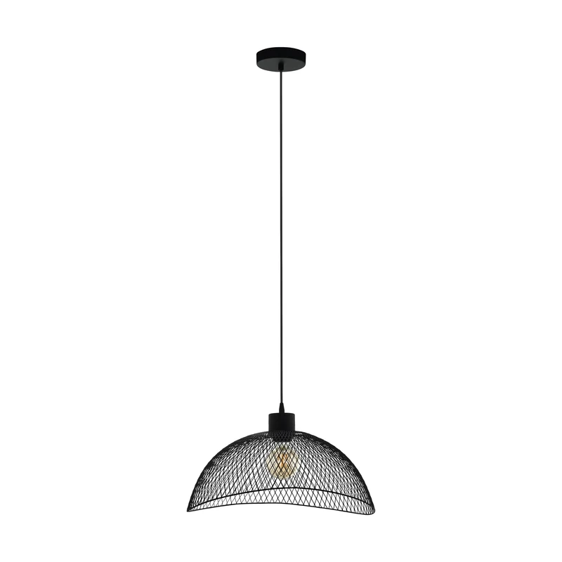 EGLO Pompeya Pendant Light, 1-Bulb Pendant Lamp Vintage, Industrial, Retro, Steel Pendant Light, Dining Table Lamp, Living Room Lamp, Hanging in Black, E27 Socket, L x W 45 x 44 cm