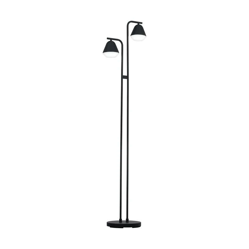 Eglo Floor Lamp Palbieta, 2-Light Industrial Floor Lamp, Standing Lamp Made of Steel and Plastic, Living Room Light in Black, Satin Finish, Lamp with Foot Switch, GU10 Socket
