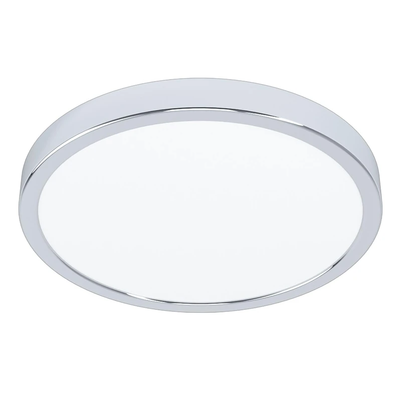 Eglo LED Flush Ceiling Light Fueva 5, Ø 11 in, Round Bathroom Lighting Made of Chrome Coloured Metal and Plastic, Warm White lamp, IP44