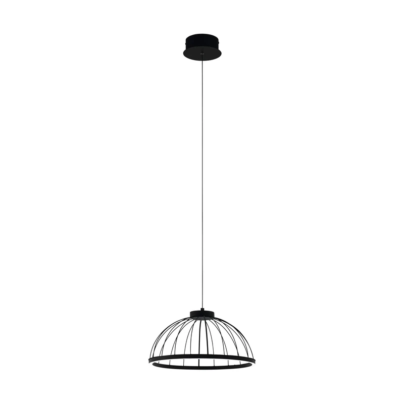 EGLO Bogotenillo LED Pendant Light, 1 Bulb Vintage, Modern, Pendant Light Made of Steel and Plastic, Dining Table Lamp in Black, White, Hanging Living Room Lamp, Diameter 38 cm