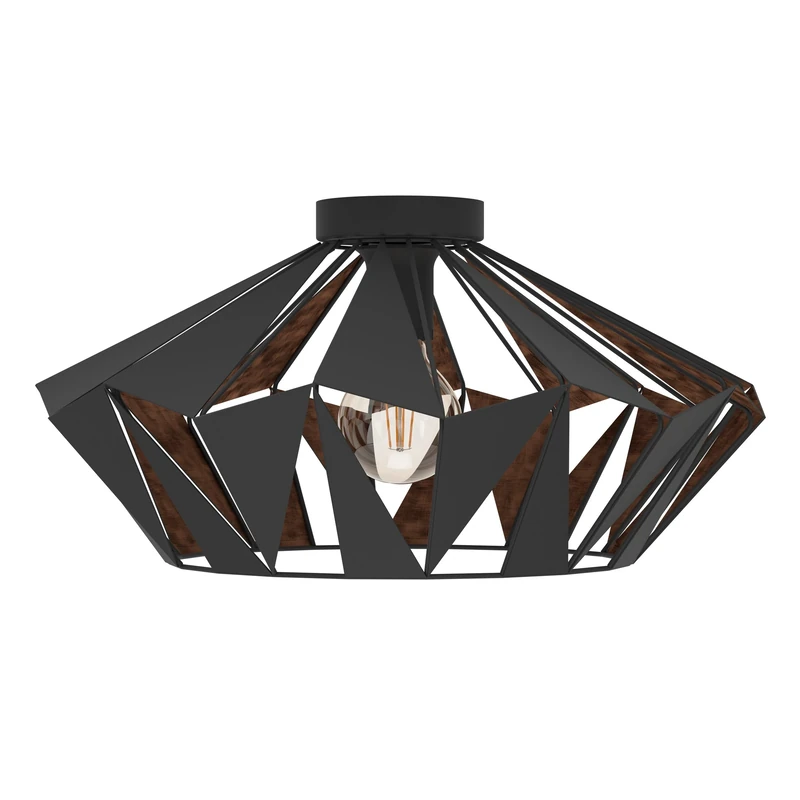 Eglo Flush Ceiling Light Carlton6, Vintage, Industrial and Retro Design, Living Room, Kitchen and Hallway lamp, Black Steel and Copper, E27 Socket