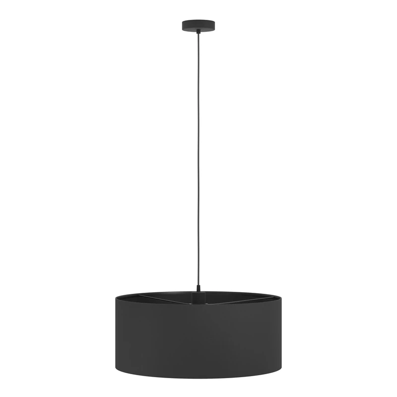 Eglo Maserlo 1 Vintage Pendant Lamp, Black Steel and Fabric Ceiling Light, Dining and Living Room Lighting, E27 Socket, Ø 20.9 inches
