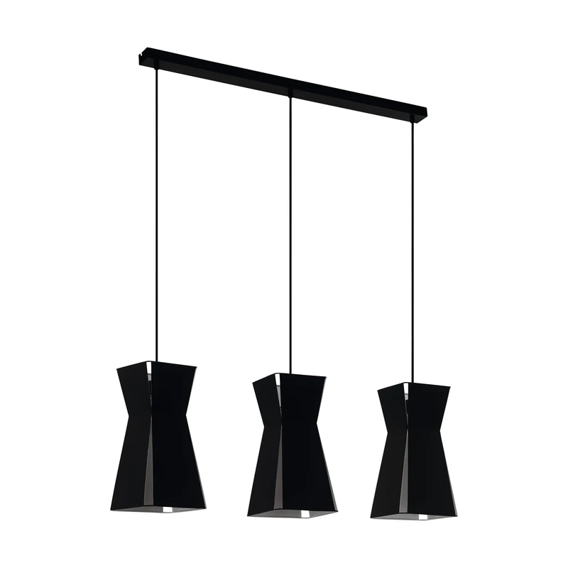 Eglo Pendant Light Valecrosia, 3-Flame Hanging Lamp Industrial, Suspension Lamp Made of Steel in Black, White, Dining Table Light, Living Room Hanging Lamp with E27 Socket, L 84 cm