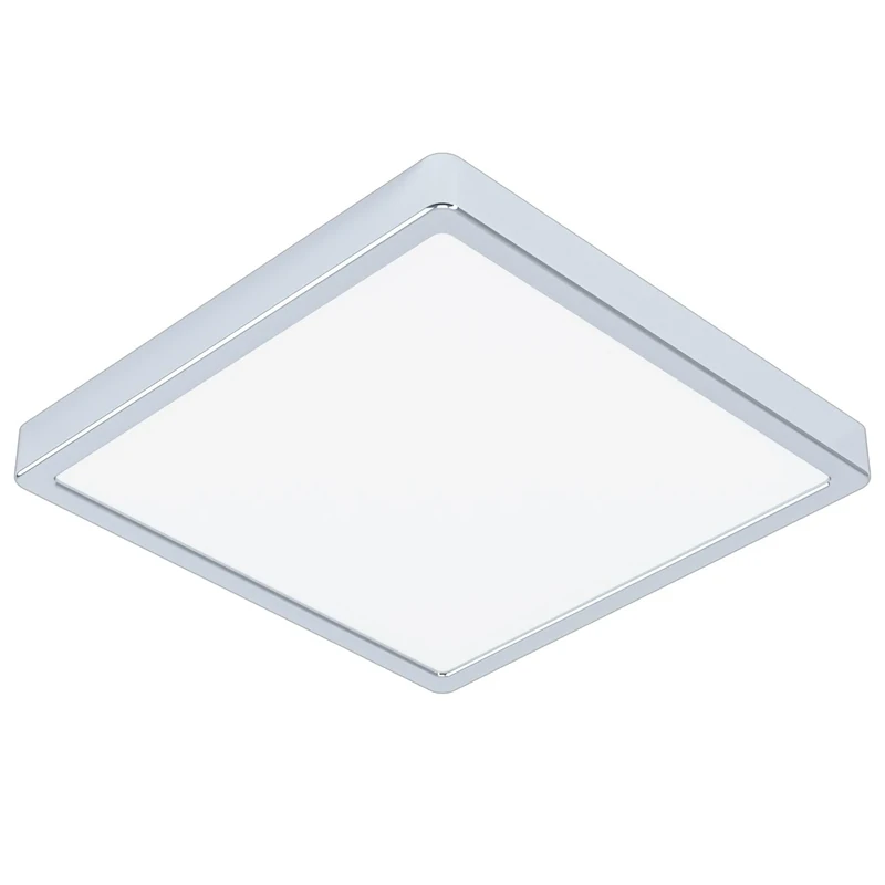 EGLO Fueva 5 LED Ceiling Light, Diameter 28.5 cm, 1 Bulb Surface-Mounted Light, Bathroom Ceiling Light, Modern Steel and a Plastic Light Surface in Chrome, White, LED Surface, Warm White, IP44