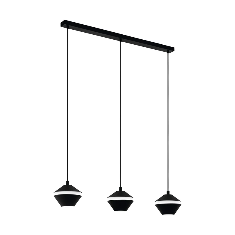 Eglo Pendant Light Perpigo, 3-Light Hanging Lamp, Steel Suspension Lamp in Black, Dining Table Light, Living Room Hanging Lamp with GU10 Socket, L 92.5 cm