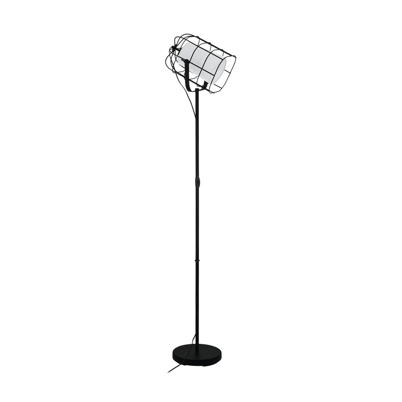 Eglo Floor lamp Bittams, 1 Flame Floor lamp Vintage, Industrial, Floor lamp Made of Steel and Textile, Living Room lamp in Black, White, lamp with Switch, E27 Socket
