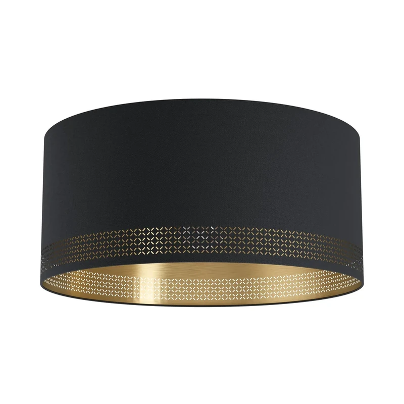 Eglo Flush Ceiling Light Esteperra, Lighting in Vintage and Retro Design, Living Room, Kitchen and Hallway lamp Made of Steel and Textile, Black and Gold, E27 Socket