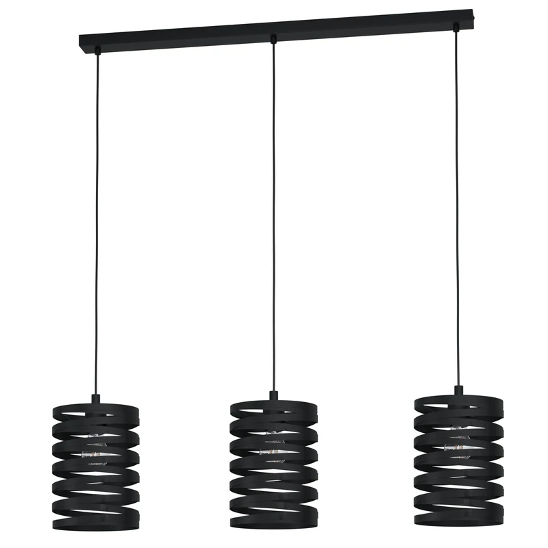 Eglo Pendant Light Cremella, 3-Light Hanging Lamp Vintage, Industrial, Steel Pendant Lamp in Black, Dining Table Light, Hanging Living Room Lamp with E27 Socket, L 94 cm