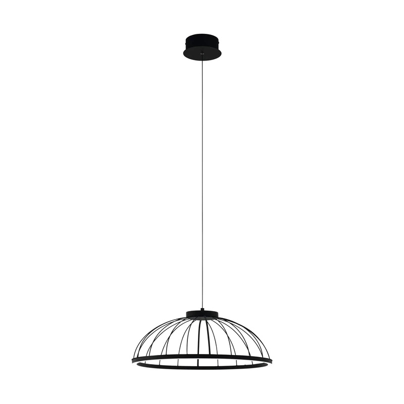 EGLO Bogotenillo LED Pendant Light, 1 Bulb Vintage, Modern, Pendant Light Made of Steel and Plastic, Dining Table Lamp in Black, White, Hanging Living Room Lamp, Diameter 50 cm
