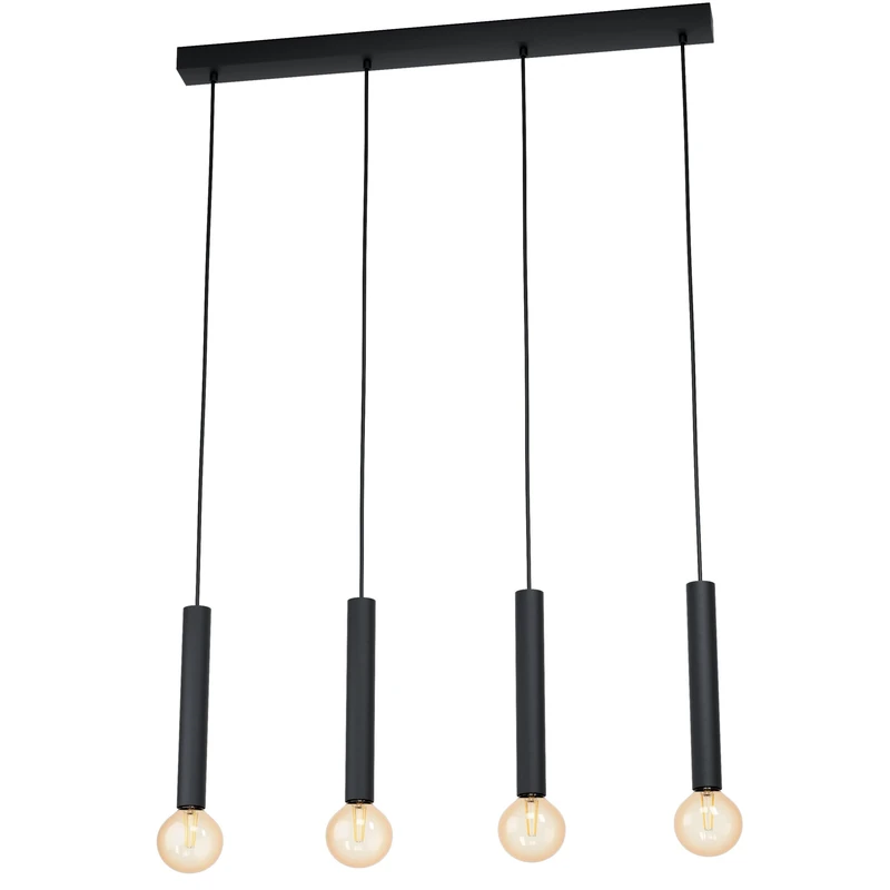 Eglo Pendant Light Cortenova, 4-Light Hanging Lamp Industrial, Steel Suspension Lamp in Black, Dining Table Light, Living Room Hanging Lamp with E27 Socket