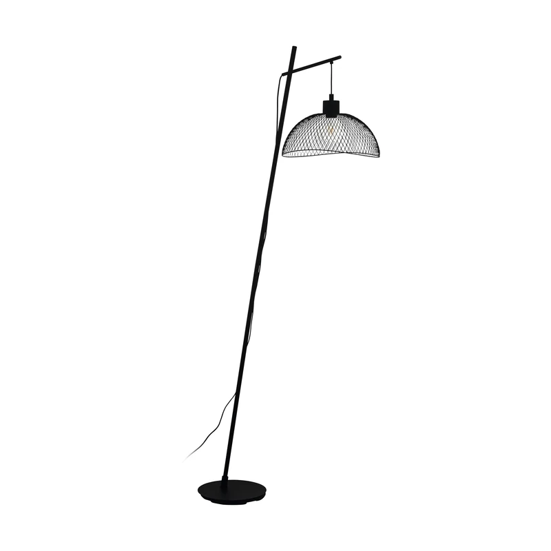 EGLO Floor lamp Pompeya, 1 flame floor lamp vintage, industrial, retro, steel floor lamp, living room lamp in black, lamp with step switch, E27 socket