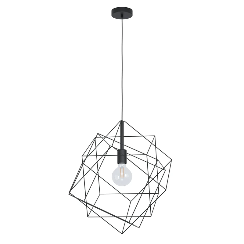 EGLO Straiton 1 Bulb Vintage Industrial Modern Black Steel Pendant Dining Room Lamp Living Room Hanging Lamp with E27 Base, Diameter 51.5 cm