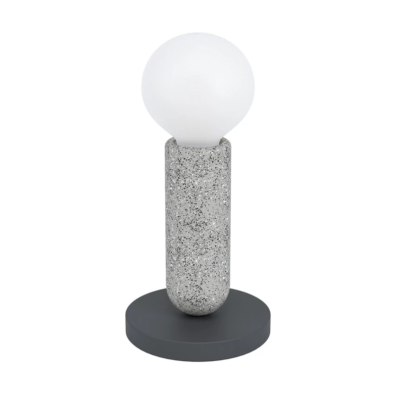 Eglo Table lamp Giaconecchia, 1 Flame Table lamp Vintage, Bedside lamp Made of Steel and terrazzo, Living Room lamp in Anthracite, Grey, lamp with Switch, E27 Socket