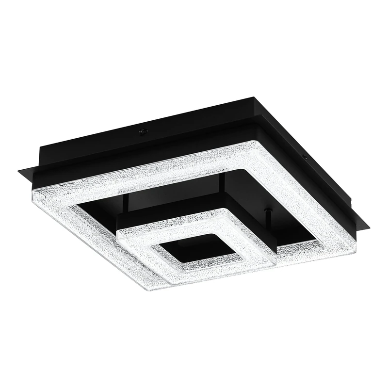 EGLO Fradelo 1 LED Ceiling Light, 2-Bulb Wall Light, Steel and Plastic Ceiling Light with Crystal Effect in Black, Clear, Living Room Lamp, Warm White