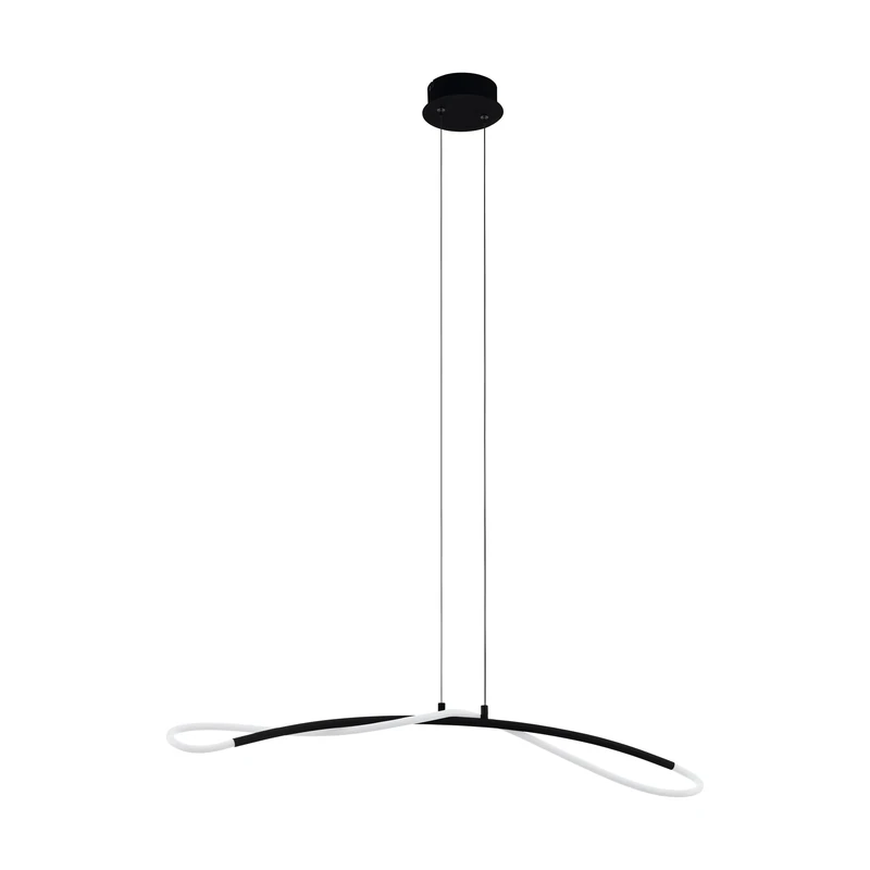 Eglo LED Pendant Light Egidonella, 1-Light Hanging lamp, Pendant lamp Made of Steel and Plastic, Dining Table Light in Black, White, Living Room Hanging lamp, L 90 cm