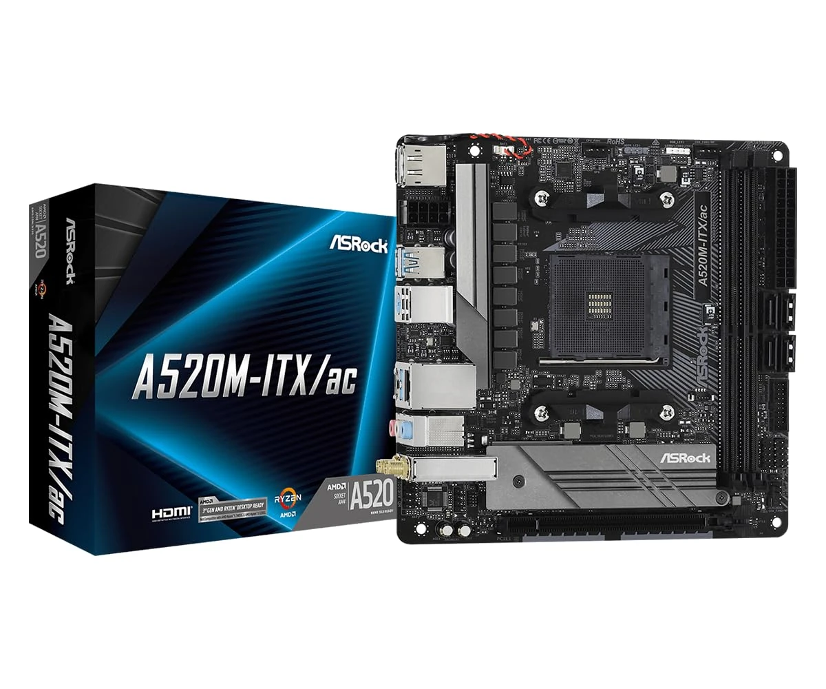 ASRock A520M-ITX/AC Supports 3rd Gen AMD AM4 Ryzen™ / Future AMD Ryzen™ Processors Motherboard
