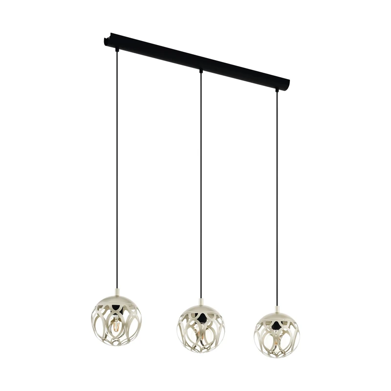 Eglo Pendant Light Mirtazza, 3-Light Hanging Lamp Vintage, Country Style, Steel Pendant Lamp in Champagne, Black, Dining Table Lamp, Hanging Living Room Light with E27 Socket, Length 88 cm