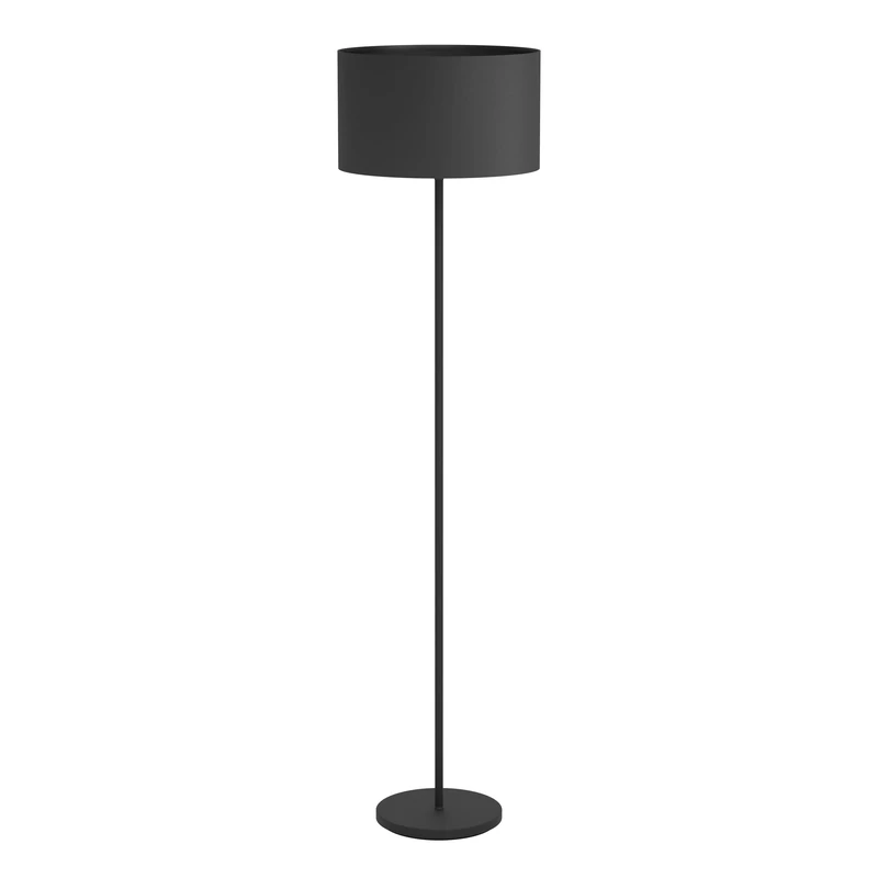 Eglo Floor lamp Maserlo 1, Vintage Standing Light Made of Black Steel and Fabric, Living Room Lighting with Foot Switch, E27 Socket