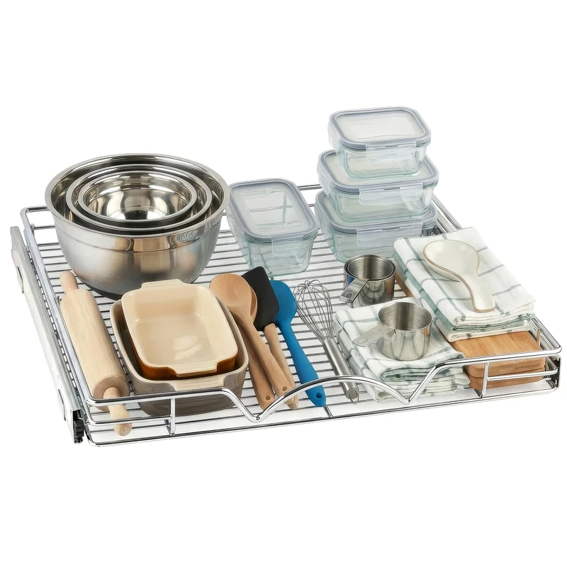 Hold N’ Storage Pull Out Drawer Cabinet Organizer, Heavy Duty-with 5 Year Limited Warranty -22”W x 21”D - Requires At Least a 23-1/4” Cabinet Opening, Chrome Finish