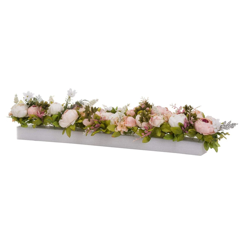 The Recipe - Peony Table Runner, Pink, White, Peach, Green