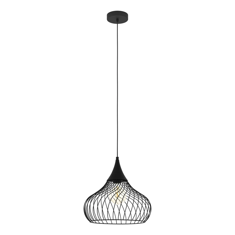Eglo Pendant Light Fitting Staverton, Vintage Hanging lamp, Industrial Design Living and Dining Room Lighting, Black Metal, E27 Socket