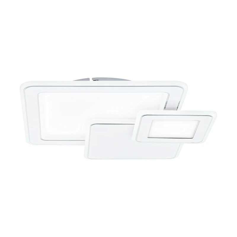 EGLO Mentalurgia LED Ceiling Light, 3-Bulb Wall Lamp, Ceiling Lamp Made of Steel in Chrome and Plastic in White, Square Living Room Lamp with Colour Temperature Change (Warm, Neutral, Cold)