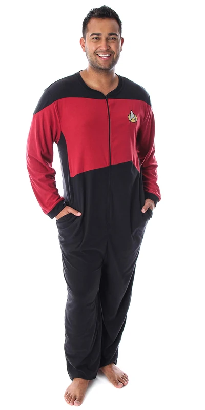 INTIMO Star Trek Men's The Next Generation TNG Picard Command Uniform One Piece Costume Pajama Union Suit (2X/3X)