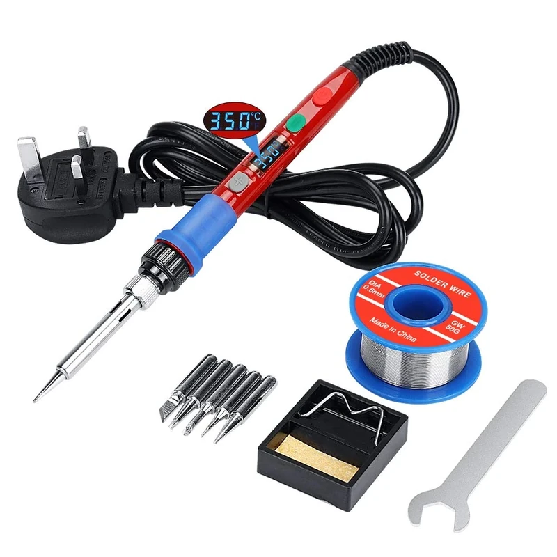 Soldering Iron Kit Solder Gun,Welding Tools with Digital-Controlled LED Screen,90W Thermostat Electric Welding Iron Gun with Automatic Sleeping Mode for Soldering/Desoldering