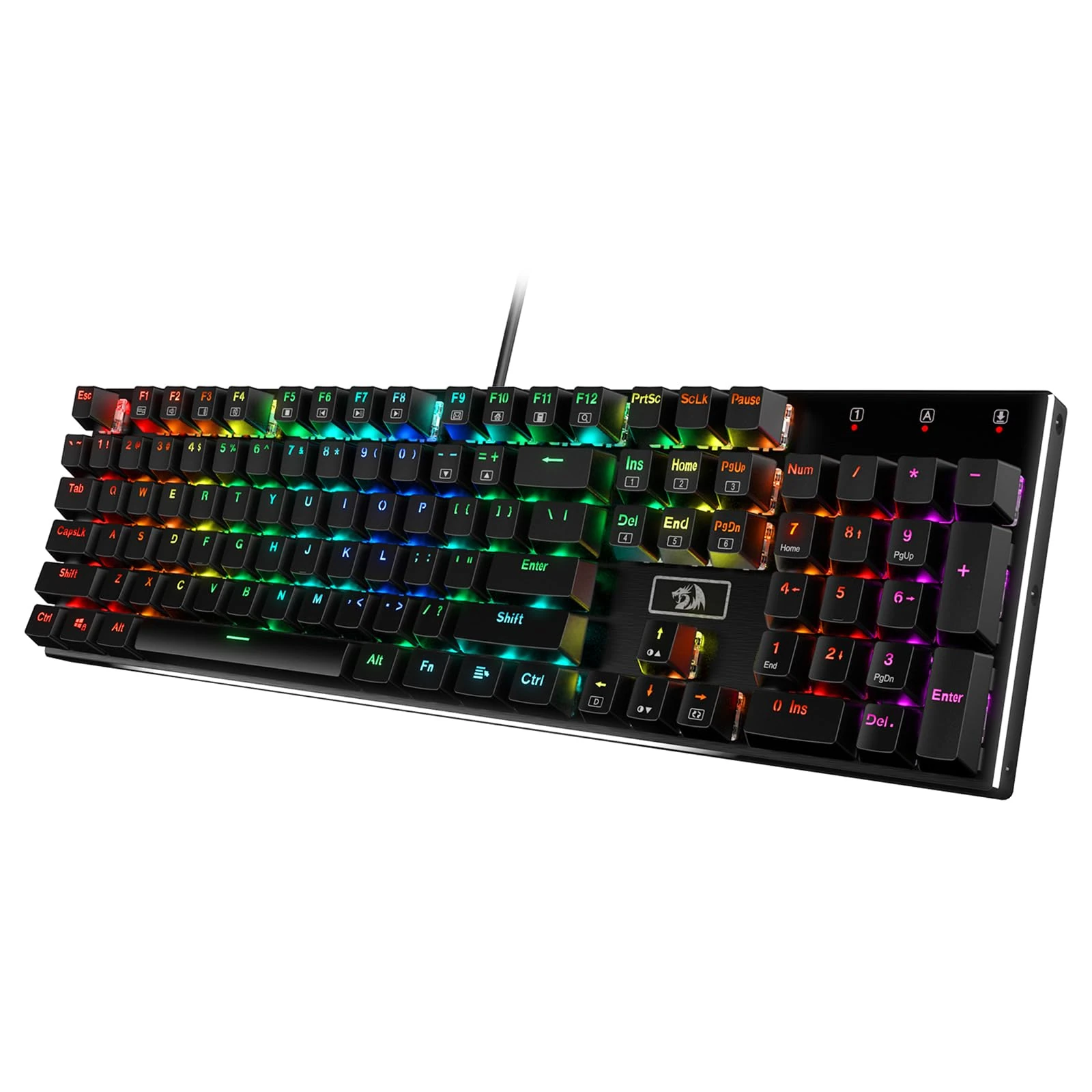 Redragon K556 RGB LED Backlit Wired Mechanical Gaming Keyboard, Aluminum Base, 104 Standard Key, Red Switches