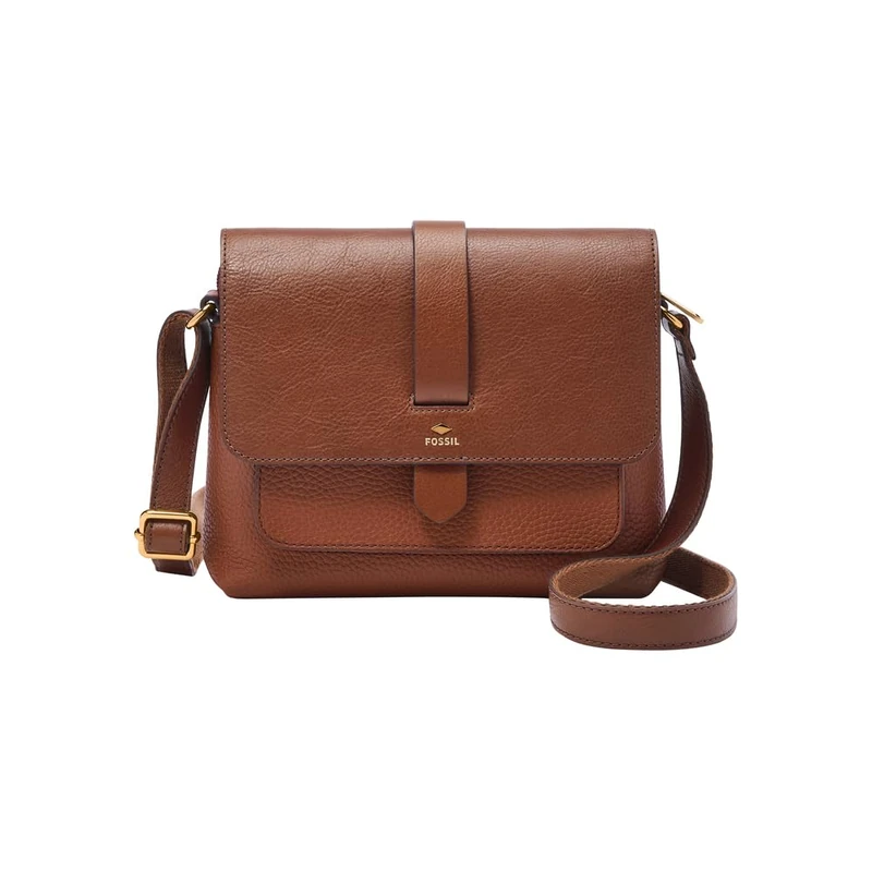 Fossil Bag for Women Kinley, Leather/Leather, Polyurethane, Polyester Webbing Trim Crossbody brown 22.9 cm L x 8.2 cm W x 18.4 cm H ZB7878200
