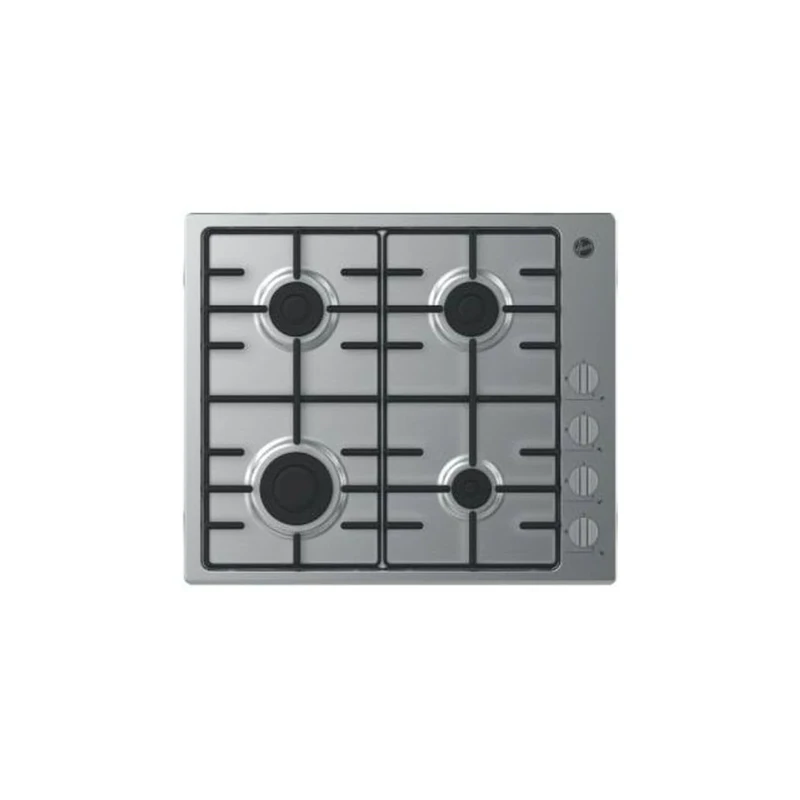 Hoover HHW6LK3X 60cm gas hob, 4 Burner, Side control, Wire supports, Stainless steel, 4.3 x 59.5x 51cm