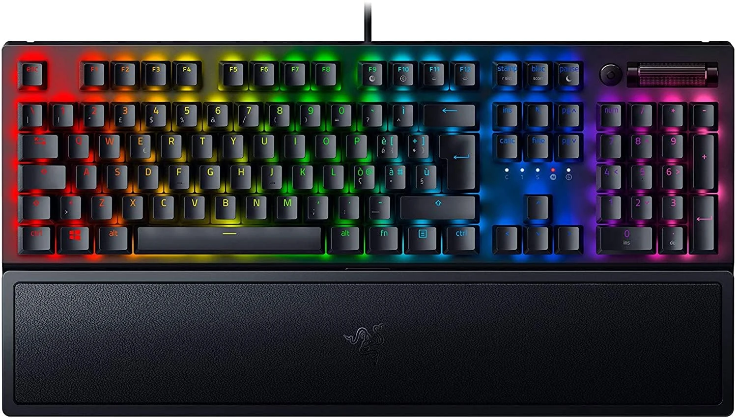 Razer BlackWidow V3 (Green Switch) - Mechanical Gaming Keyboard (RGB Chroma Lighting, Doubleshot ABS Keycaps, Multi-Fucntion Digital Roller and Media Key, Wrist Rest) Italian Layout | Black