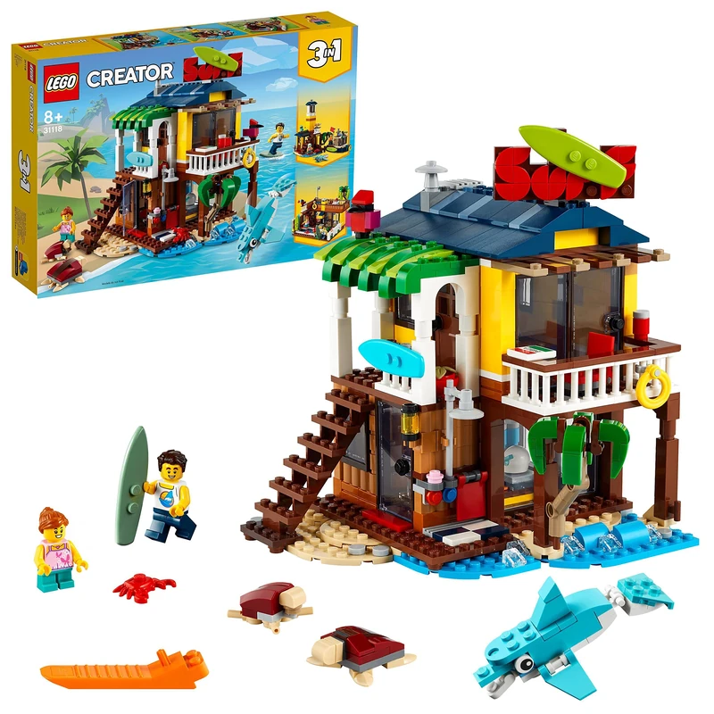 LEGO Creator 3in1 Surfer Beach House 31118 Building Kit Featuring Surf Shack, Lighthouse Toy, Pool House and Animal Toys; Best Toys for Kids Who Love Creative Play (564 Pieces) - Image 1