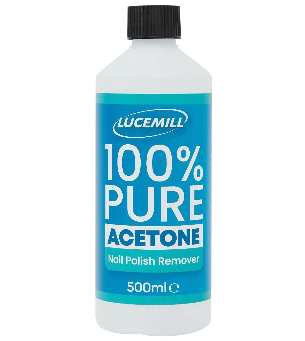 Lucemill 100% Pure Acetone | 500ml | Professional Nail Polish Remover | Soak-Off Gel, Acrylics, Tips & Glue | UK Made