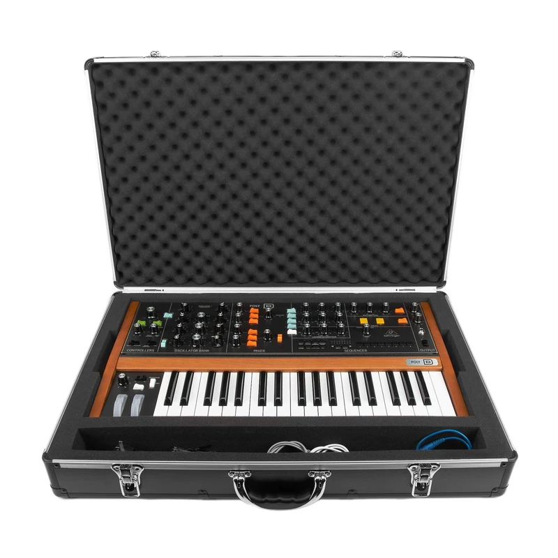 Analog Cases Unison Case for The Behringer Poly D or Similar Synthesizers (Transport case, Aluminium Corner Protection, Padded lid with Handle, Cable Storage compartments), Black