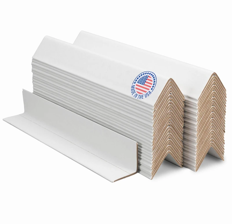 IDL Packaging Cardboard Edge Protector 2" x 2" x 12", Pack of 50 – White Kraft Cardboard Corner Protectors for Shipping – V-Board Reinforced Pallet Edge Protector – Eliminates Shifting of Packaging - Image 1