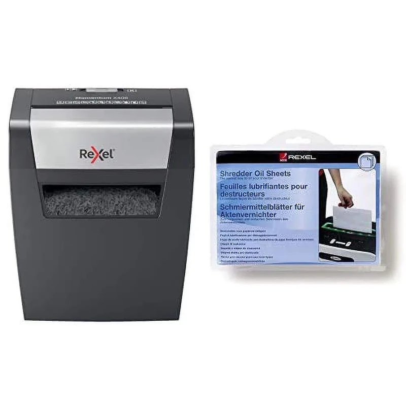Rexel Momentum X406 Cross Cut Paper Shredder with Shredder Maintenance Bundle