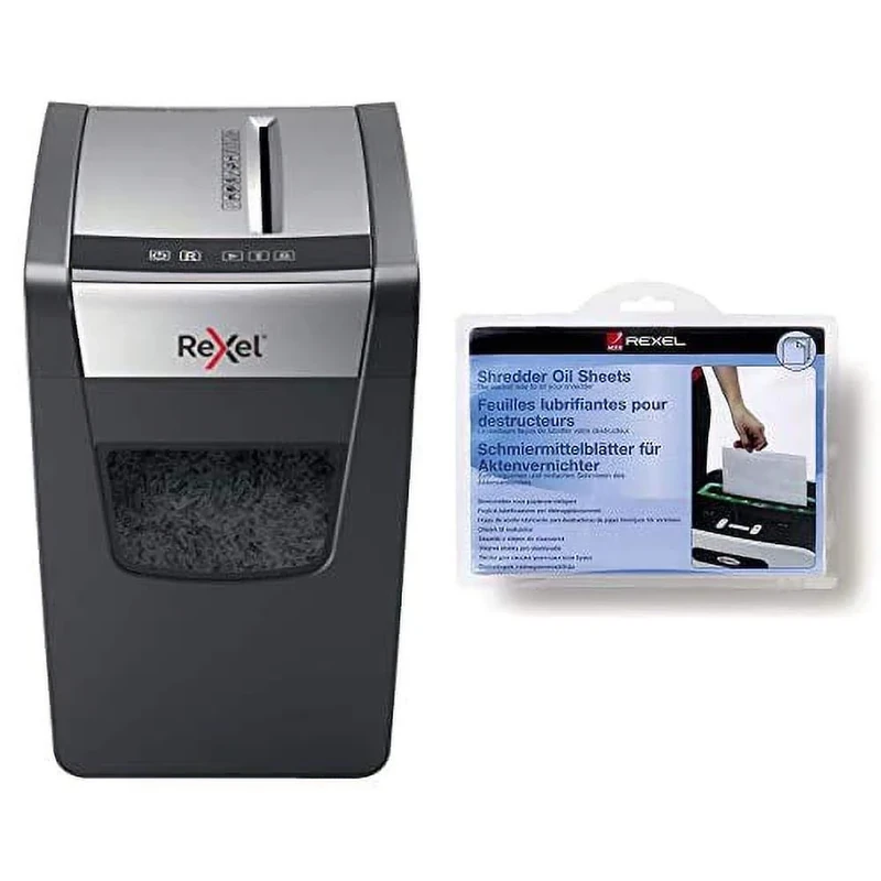 Rexel Momentum X410-SL Slimline Cross Cut Paper Shredder with Shredder Maintenance Bundle
