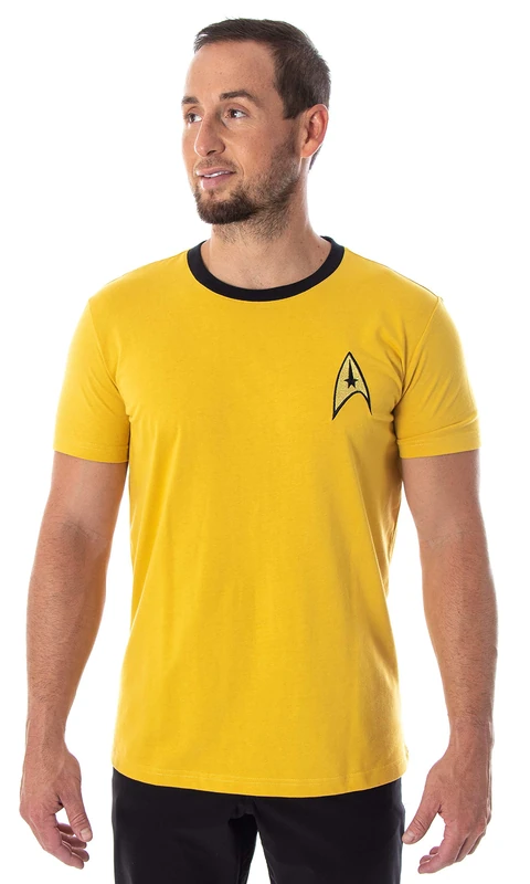 Star Trek The Original Series Men's TOS Costume Uniform Short Sleeve Tee Shirt (Captain Kirk, SM) - Image 1