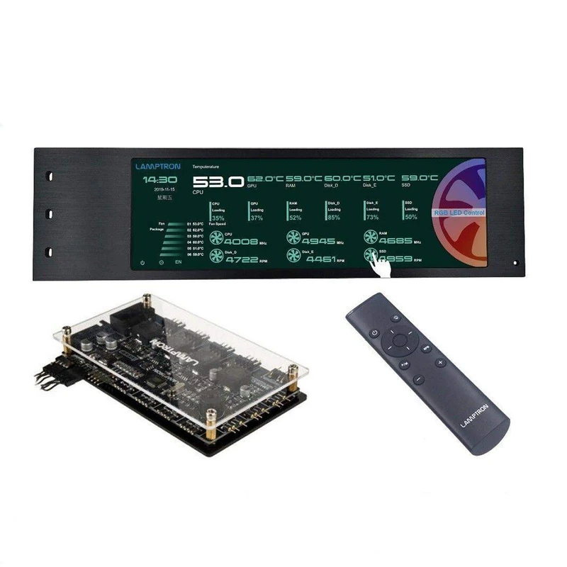 Lamptron CU135 Lüftersteuerung RGB Controller mit Display, ARGB - schwarz - Image 1