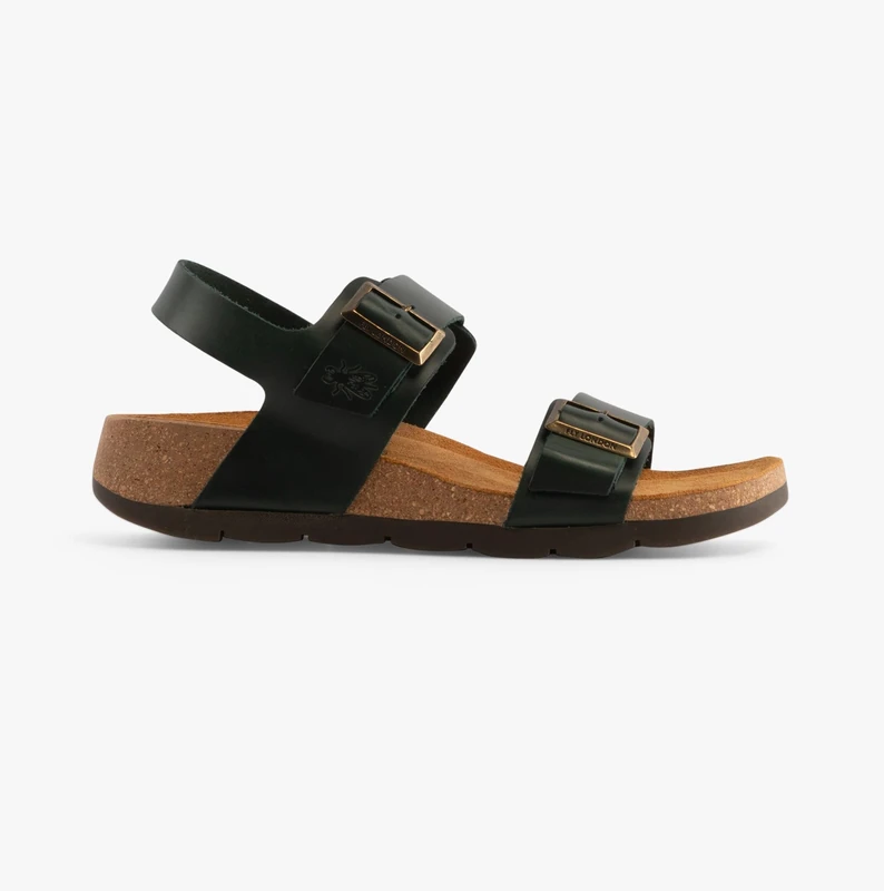 Fly London Women's Sandal, square toe, Petrol, 3 UK