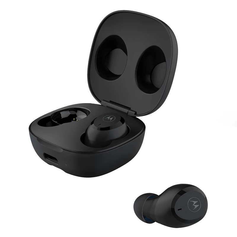 Motorola Lifestyle Motobuds Charge - Bluetooth True Wireless headphone with mobile-charge - 10 Hours Playtime - IPX5 Waterproof - Compatible with Alexa, Siri und Google Assistant - Black - Image 1