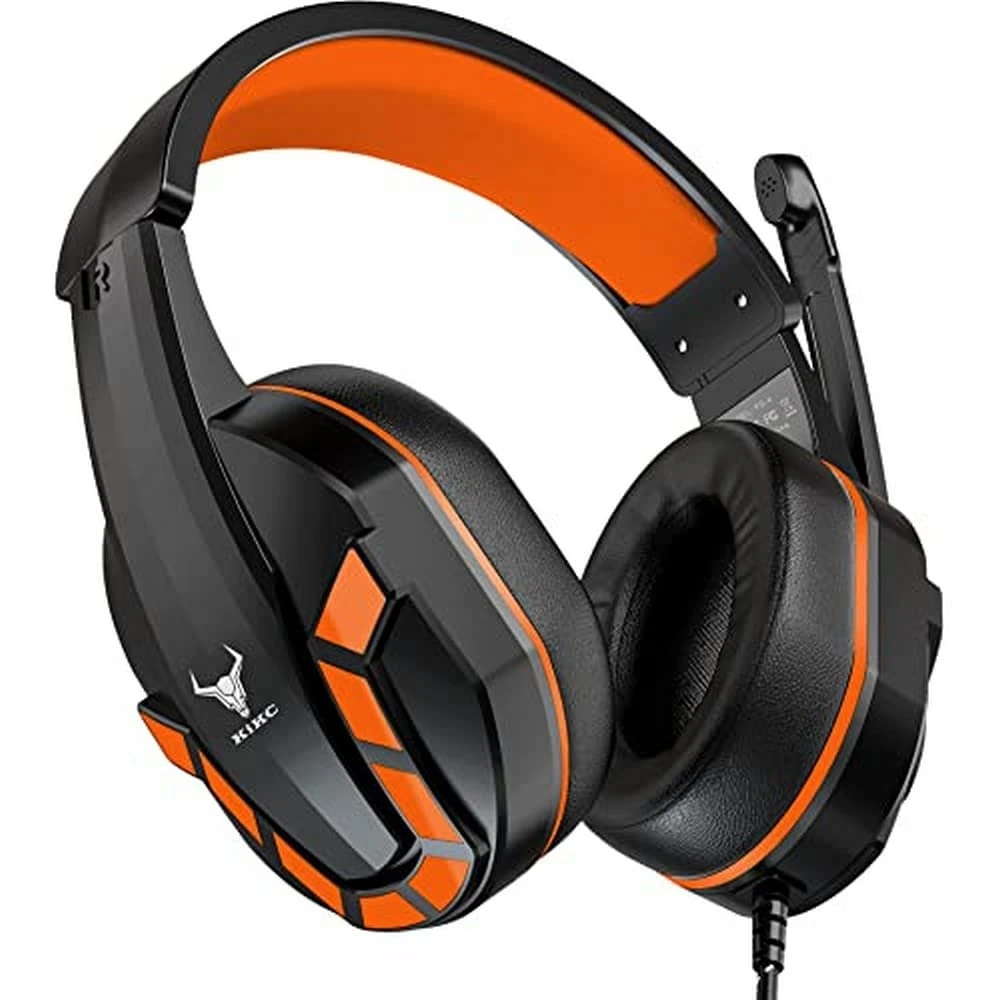 Kikc Gaming Headset with Mic for Xbox One PS4 Nintendo Switch, Stereo Noise Cancelling, Orange